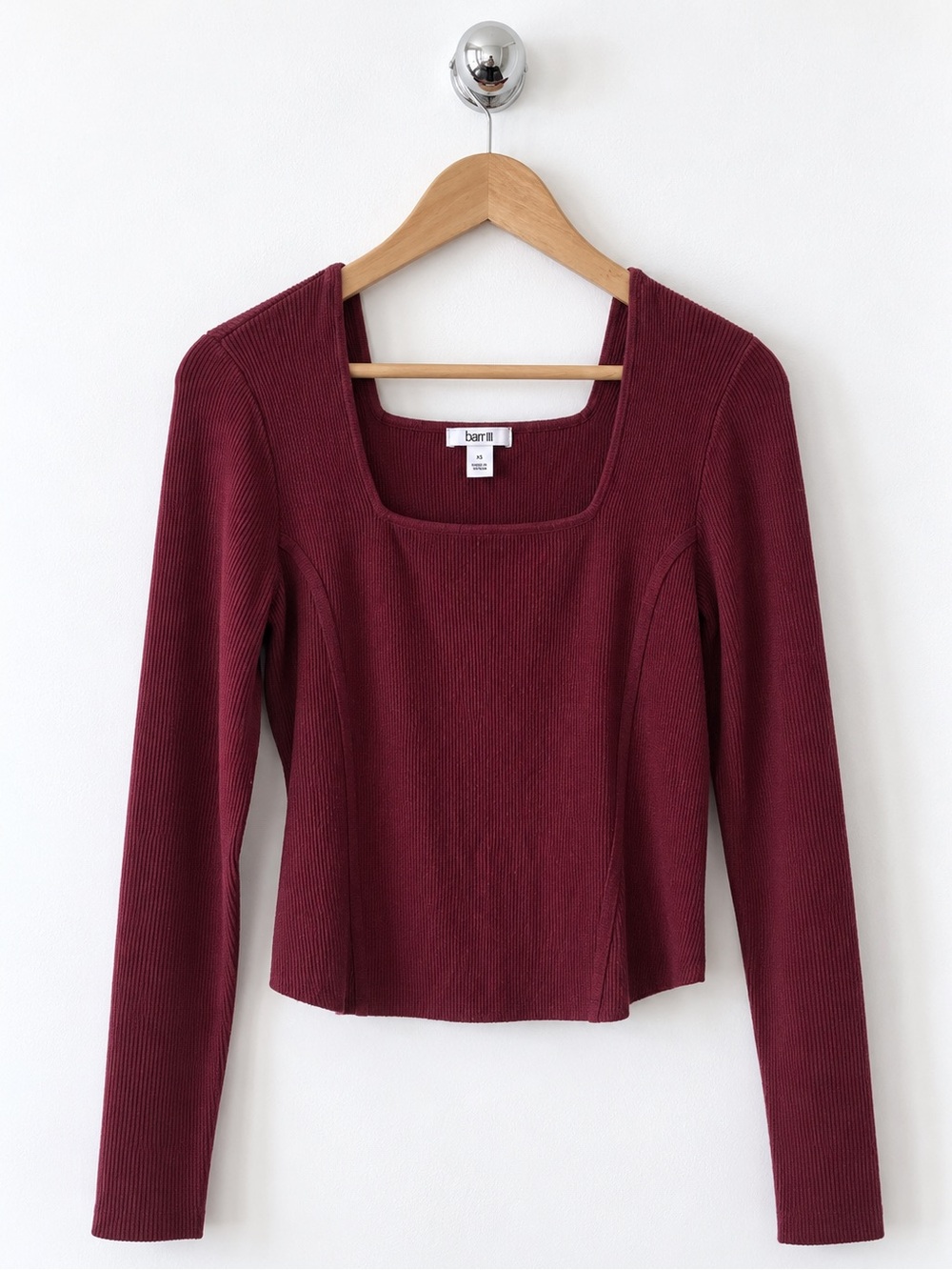 BAR lll Square-Neck Ribbed Long-Sleeve Top